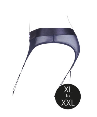 Vibrating Strap-on Thong with Adjustable Garters - XLXXL