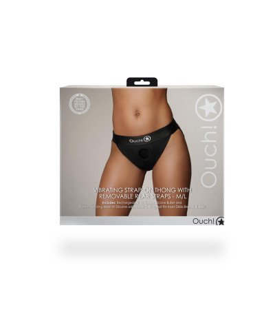 Vibrating Strap-on Thong with Removable Rear Straps - ML