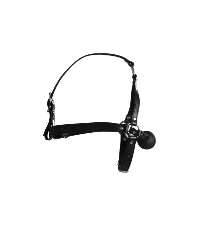 Head Harness with Solid Ball Gag - Black