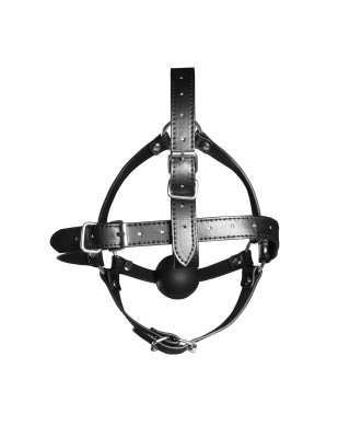 Head Harness with Solid Ball Gag - Black