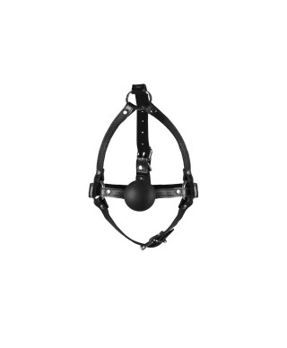 Head Harness with Solid Ball Gag - Black