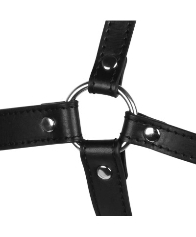 Head Harness with Solid Ball Gag - Black