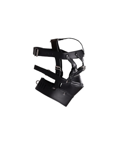 Head Harness with Zip-up Mouth and Lock - Black