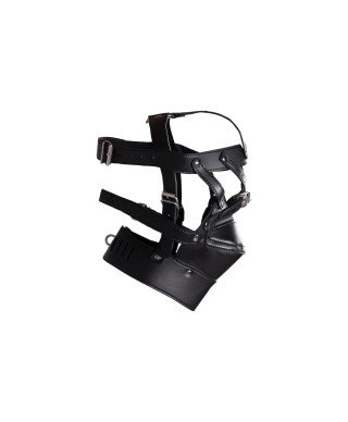Head Harness with Zip-up Mouth and Lock - Black