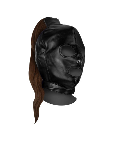 Mask with Brown Ponytail - Black