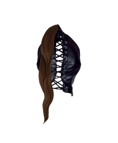 Mask with Brown Ponytail - Black