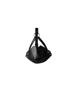 Head Harness with Mouth Cover and Breathable Ball Gag - Black