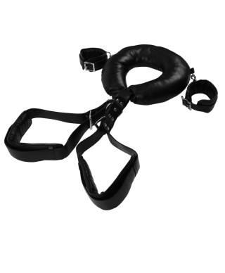 Padded Thigh Sling with Hand Cuffs - Black