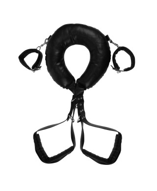 Padded Thigh Sling with Hand Cuffs - Black