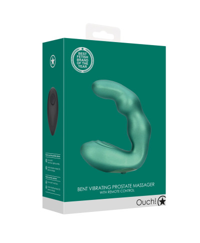 Bent Vibrating Prostate Massager with Remote Control - Metallic Green