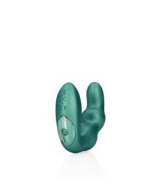 Bent Vibrating Prostate Massager with Remote Control - Metallic Green