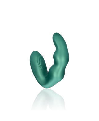 Bent Vibrating Prostate Massager with Remote Control - Metallic Green