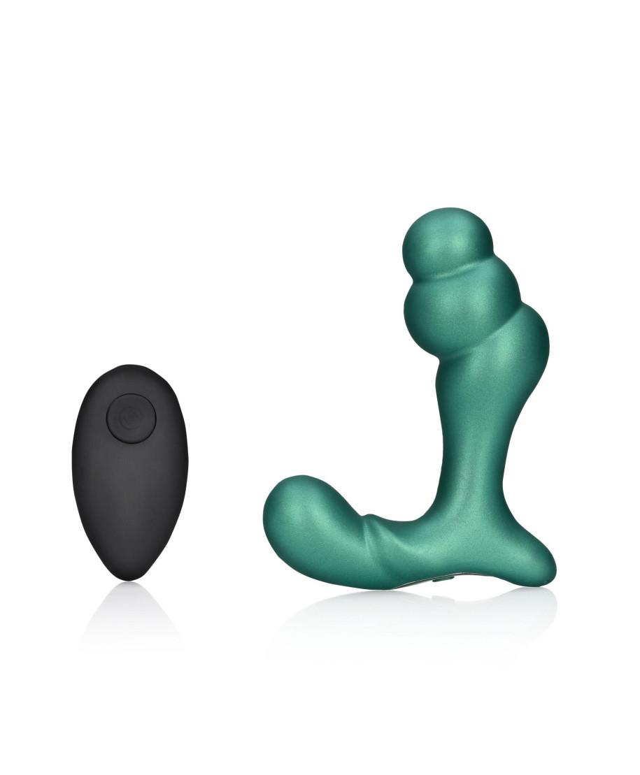 Stacked Vibrating Prostate Massager with Remote Control - Metallic Green