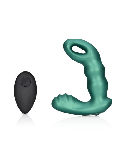 Beaded Vibrating Prostate Massager with Remote Control - Metallic Green