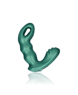 Beaded Vibrating Prostate Massager with Remote Control - Metallic Green