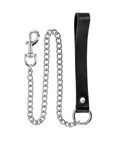 METAL LEASH WITH COW LEATHER WRIST