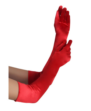 LONG SATIN RED GLOVES TU Size TU