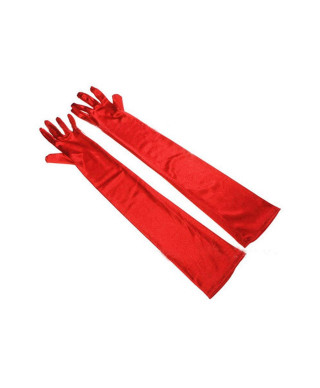 LONG SATIN RED GLOVES TU Size TU