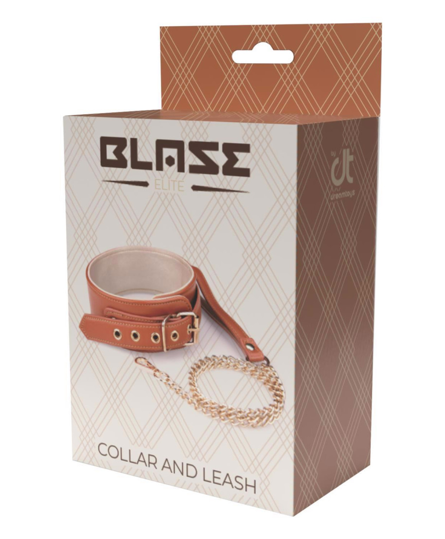 BLAZE ELITE COLLAR AND CHAIN COGNAC VEGAN LEATHER