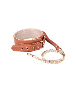 BLAZE ELITE COLLAR AND CHAIN COGNAC VEGAN LEATHER