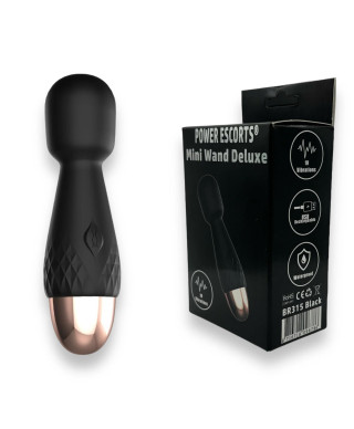 Power Escorts - Mini Wand De Luxe - Black - 116 Cm 45 Inch Silicone Wand Massager