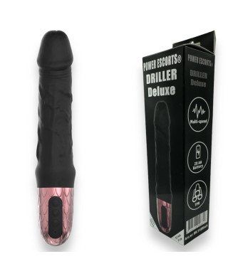 Power Escorts - Driller De Luxe Black - 21 Cm 82 Inch Fat Silicone Realistic Vibrator