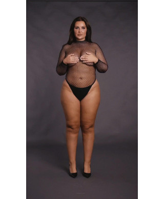 Body with fishnet structure and turtle neck