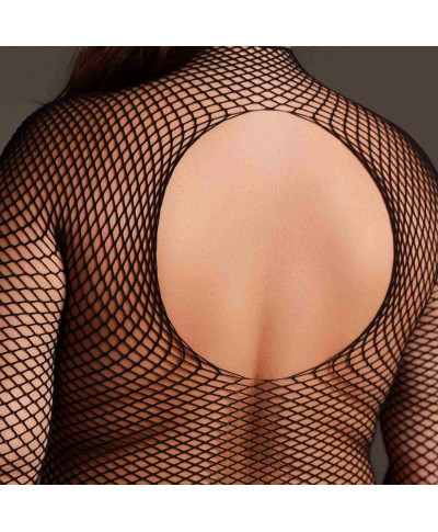 Body with fishnet structure and turtle neck