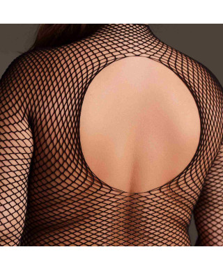 Body with fishnet structure and turtle neck