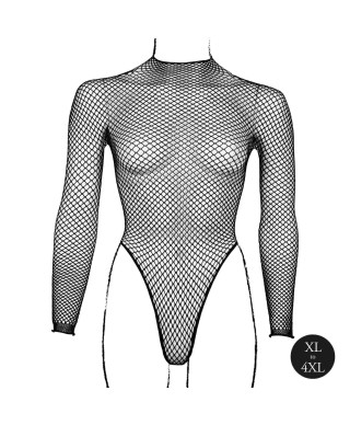 Body with fishnet structure and turtle neck