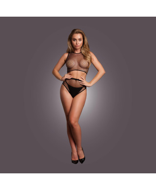 2 piece with crop top pantie and fishnet structure