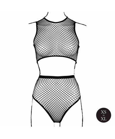 2 piece with crop top pantie and fishnet structure