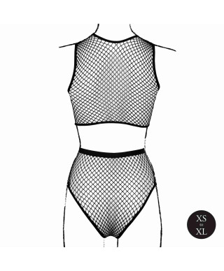 2 piece with crop top pantie and fishnet structure