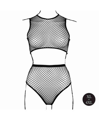 2 piece with crop top pantie and fishnet structure