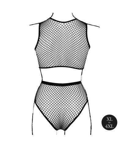 2 piece with crop top pantie and fishnet structure