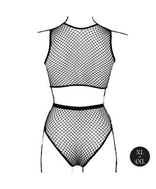 2 piece with crop top pantie and fishnet structure