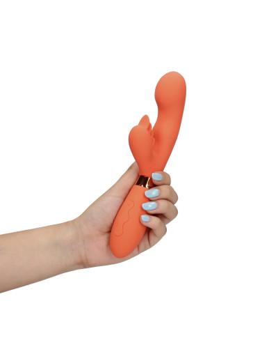 Silicone Rabbit Vibrator with Ribbed Clitoral Stimulator