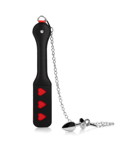 Hearts Paddle with Metal Anal Plug