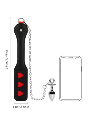 Hearts Paddle with Metal Anal Plug