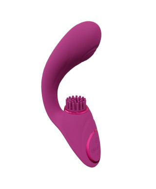 Gen - Rechargeable Triple Action G-Spot Vibrator with Pulse Wave and Vibrating Bristles - Pink