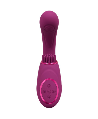 Gen - Rechargeable Triple Action G-Spot Vibrator with Pulse Wave and Vibrating Bristles - Pink