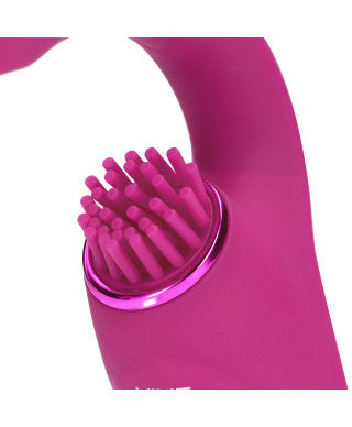 Gen - Rechargeable Triple Action G-Spot Vibrator with Pulse Wave and Vibrating Bristles - Pink