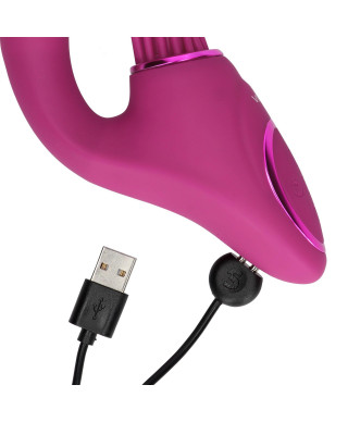 Gen - Rechargeable Triple Action G-Spot Vibrator with Pulse Wave and Vibrating Bristles - Pink