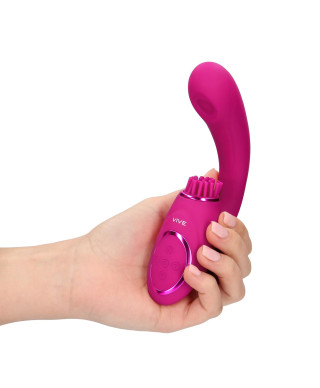 Gen - Rechargeable Triple Action G-Spot Vibrator with Pulse Wave and Vibrating Bristles - Pink