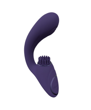 Gen - Rechargeable Triple Action G-Spot Vibrator with Pulse Wave and Vibrating Bristles - Purple