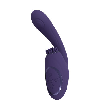 Gen - Rechargeable Triple Action G-Spot Vibrator with Pulse Wave and Vibrating Bristles - Purple