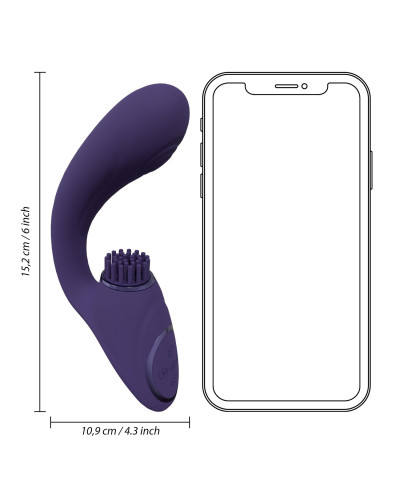 Gen - Rechargeable Triple Action G-Spot Vibrator with Pulse Wave and Vibrating Bristles - Purple