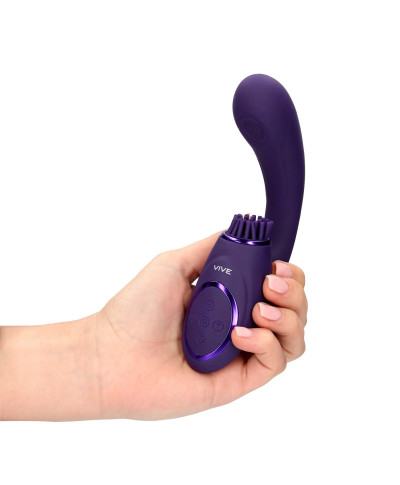 Gen - Rechargeable Triple Action G-Spot Vibrator with Pulse Wave and Vibrating Bristles - Purple