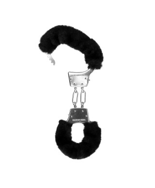 Furry Metal Hand Cuffs - Black