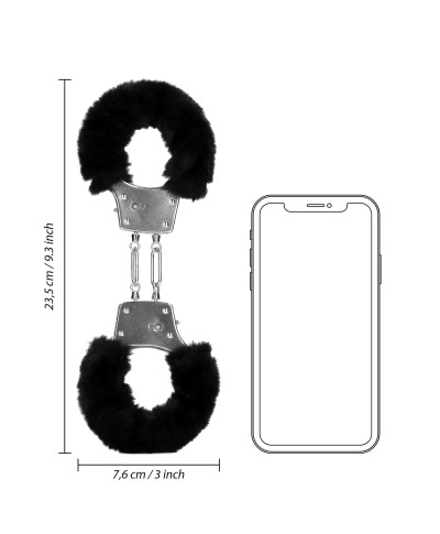 Furry Metal Hand Cuffs - Black